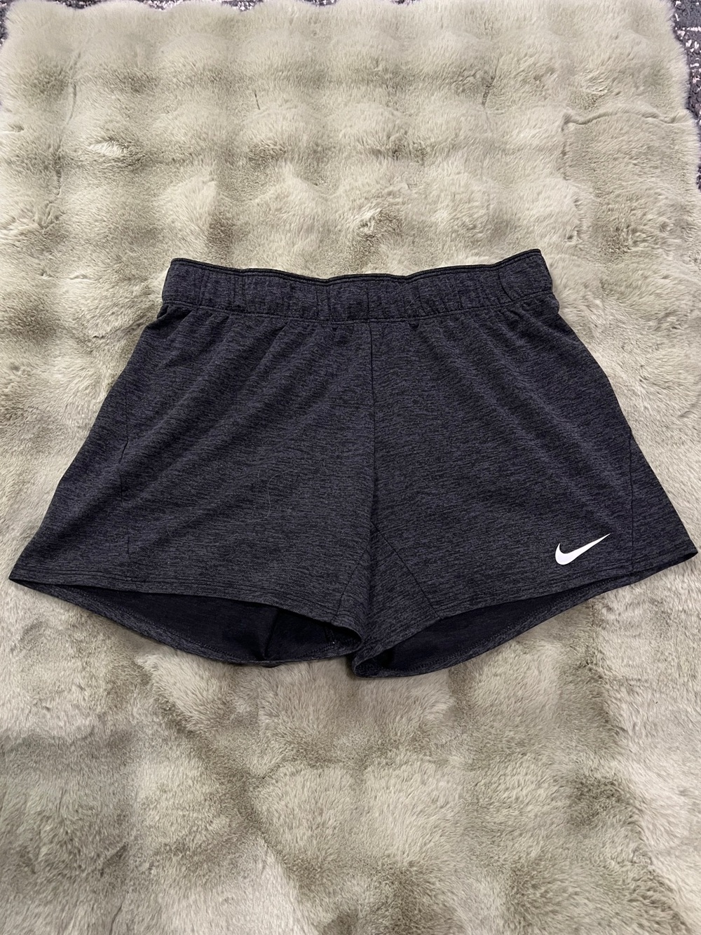 Nike Women's Dark Heather Gray Athletic Shorts with Logo Waistband - Picture 2 of 3